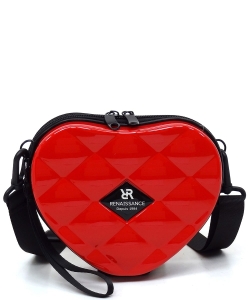 ABS Plastic Heart Mini Crossbody Bag PC715 RED